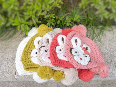 新款 秋冬天甜美兔耳朵针织毛线帽子 +眼睛兔帽