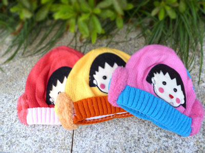 儿童女童太阳帽草帽编织帽遮阳帽 -樱桃小丸子帽(加厚)