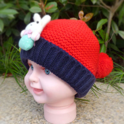 新款韩版獭兔毛毛针织毛线女帽 潮辫尾帽 -小兔有尾帽