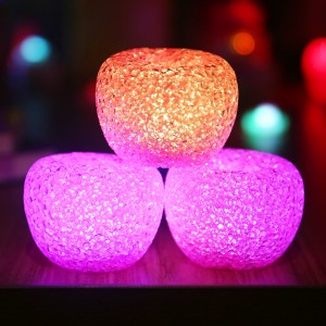 新款水晶苹果小夜灯-粉色（七彩光）