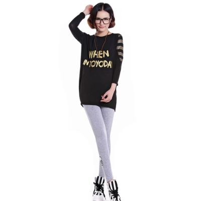 时尚印花脚口鬼头加厚加绒保暖裤/打底裤--浅灰色（2403-2）	