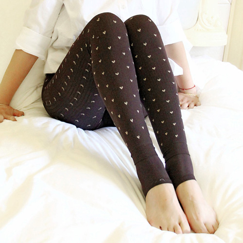 韩版内加泡泡绒加厚爱心打底裤	