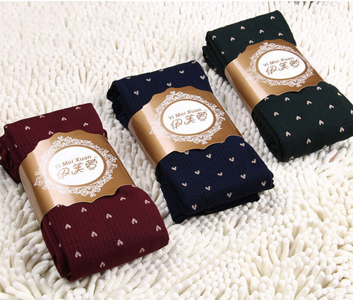 韩版内加泡泡绒加厚爱心打底裤	