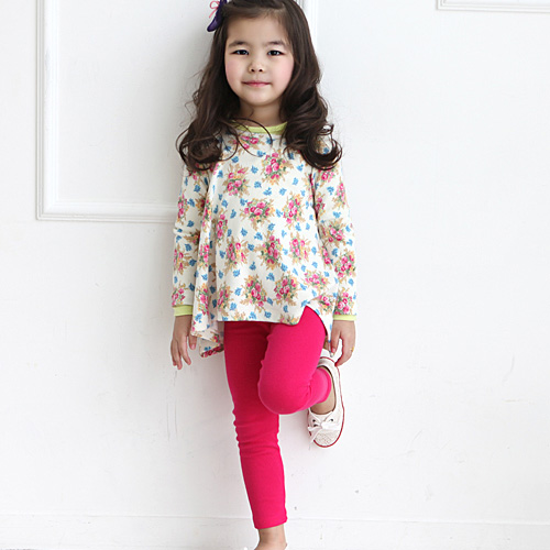 儿童9分平口糖果色打底裤-混色 