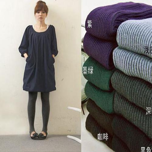 韩版针织条纹踩脚打底裤/踩脚袜-混色