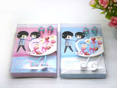 2对装双色面条扁线耳机手机mp3情侣耳机 -16号