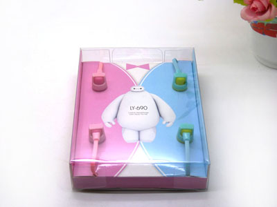 2对装双色面条创意耳机新款超能陆战队大白 入耳式耳机 -16号