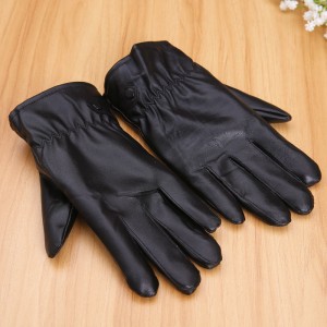 精湛工艺秋冬男女羊皮内里加绒保暖手套-男款