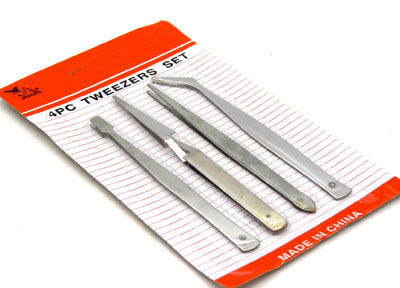 优质精密不锈钢镊子 尖头弯头镊 电子焊接用镊子 防磁耐酸－－－－4个镊子