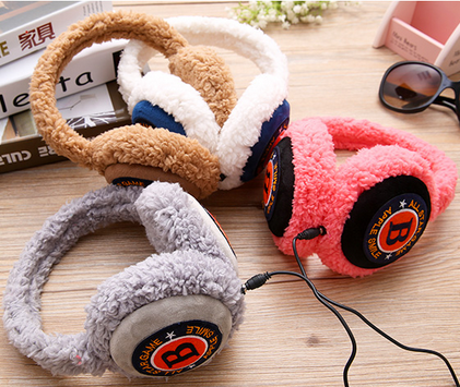 冬季外出必备韩版冬季B字图案保暖音乐耳套加绒耳罩