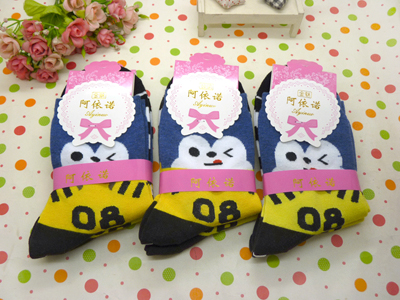 新款2015 正版阿伊诺彩棉精品卡通纯棉袜中筒春秋冬季潮款