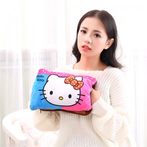 新款双插印花可拆卸电热卡通热水袋暖手宝