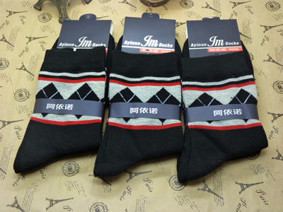 新款 冬季男士厚款全棉袜子时尚休闲拼色棉线男袜批发