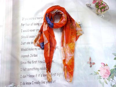 新款上架 时尚印花巴厘纱丝巾 空调披肩两用巾 -巴厘沙