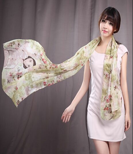 新款上架 时尚印花巴厘纱丝巾 空调披肩两用巾 -巴厘沙