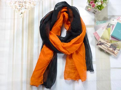 新款 女双色立体小花亮片时尚刺绣围巾长巾/披肩 -双色亮片