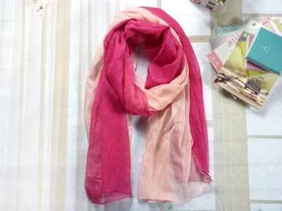 新款 女双色立体小花亮片时尚刺绣围巾长巾/披肩 -双色亮片