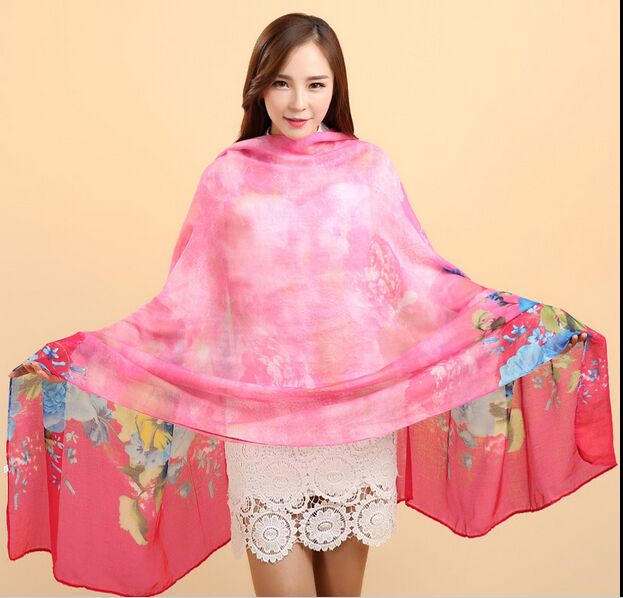 韩版 围巾百搭两用空调披肩 沙滩防晒围巾丝巾批发 -巴厘纱