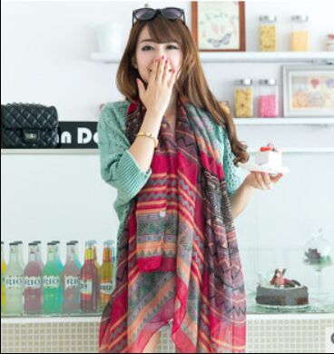 韩版 围巾百搭两用空调披肩 沙滩防晒围巾丝巾批发 -巴厘纱