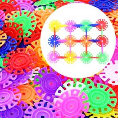 儿童益智类玩具积木宝宝大号雪花片拼插积木加厚创意桶装积木塑料-薄款150片装