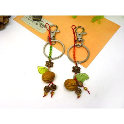 韩版特价桃木雕 开光桃核花卉手机钥匙扣挂件吊坠