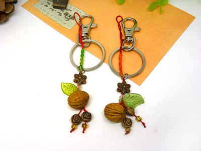 韩版特价桃木雕 开光桃核花卉手机钥匙扣挂件吊坠