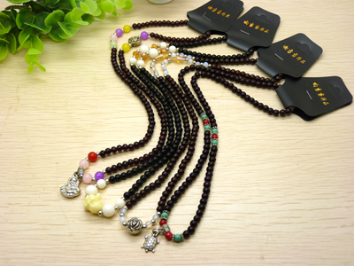 新款 天然黑玛瑙佛珠水晶多层多圈情侣手链挂链念珠男女款