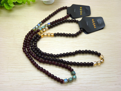 新款 天然黑玛瑙佛珠水晶多层多圈情侣手链挂链念珠男女款