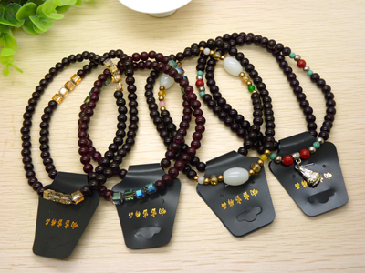 新款 天然黑玛瑙佛珠水晶多层多圈情侣手链挂链念珠男女款
