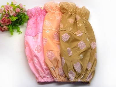 韩版冬季长款套袖女士碎花蕾丝花边袖套可爱防污家居羽绒服护袖 -5号