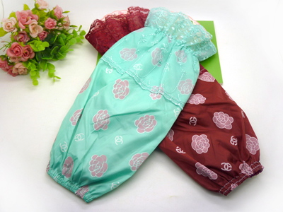 韩版冬季长款套袖女士碎花蕾丝花边袖套可爱防污家居羽绒服护袖 -5号