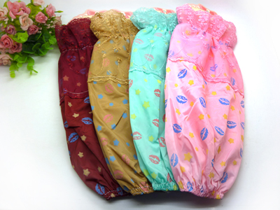 韩版冬季长款套袖女士碎花蕾丝花边袖套可爱防污家居羽绒服护袖 -5号