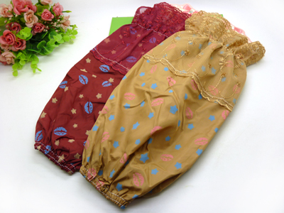 韩版冬季长款套袖女士碎花蕾丝花边袖套可爱防污家居羽绒服护袖 -5号