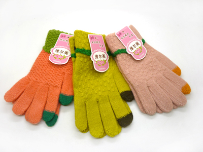 新款韩版触屏手机手套秋冬季男女保暖毛绒加厚針織毛线情侣可爱