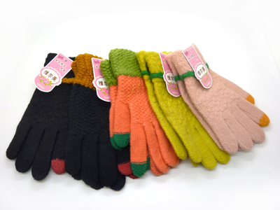 新款韩版触屏手机手套秋冬季男女保暖毛绒加厚針織毛线情侣可爱