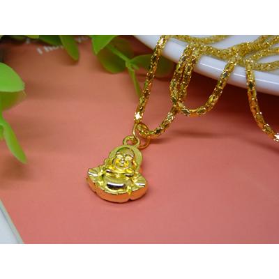 正品 金笑佛吊坠纯金饰品女童项链锁骨链女式 金佛