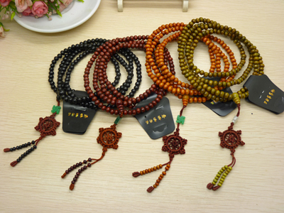 新款 特价桃之缘 红檀佛珠手链 男女辟邪手串 红檀木 -218颗大珠节玉坠