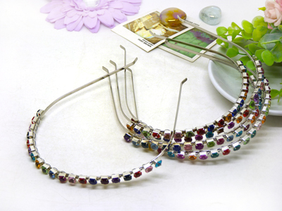 韩版时尚水晶发箍头箍 手工钢丝串珠水钻发卡 发饰头饰品