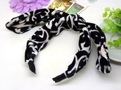 新款韩国绒纯色头箍 绒布艺兔耳朵大蝴蝶结发箍 宽发卡发饰