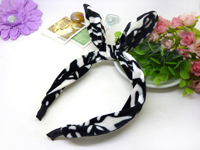 新款韩国绒纯色头箍 绒布艺兔耳朵大蝴蝶结发箍 宽发卡发饰