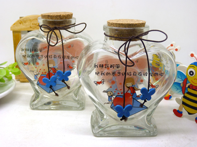 夜光发光爱心桃心透明玻璃幸运星瓶许愿瓶星星瓶漂流瓶罐