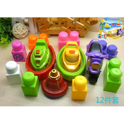 新款 新年礼物动漫12件套积木1-6周岁宝宝儿童早教益智玩具138-823