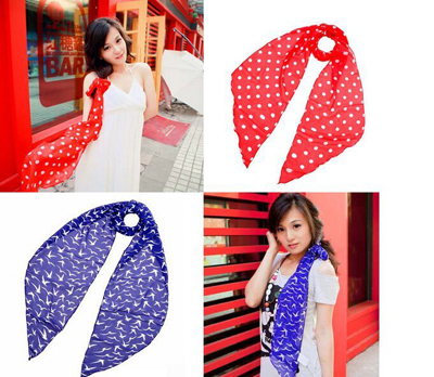 特价 买贵双倍退款条纹 圆点 海鸥新款丝巾 厂家丝巾批发窄版三角巾