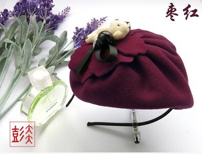 韩版百搭混款头饰刺绣徽章蝴蝶结发发箍宽小礼帽