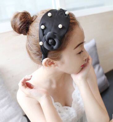 韩版百搭混款头饰刺绣徽章蝴蝶结发发箍宽小礼帽