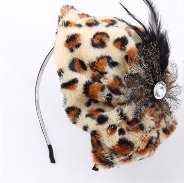 韩版百搭混款头饰刺绣徽章蝴蝶结发发箍宽小礼帽