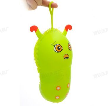 买贵5倍退款13cm新款发光玩具花千骨糖宝软胶公仔发泄玩具硅胶发泄球发光毛毛虫