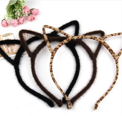 韩国猫耳朵毛绒发饰发箍派对化装  成人发卡