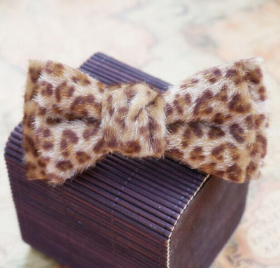 特价日韩性感豹纹蝴蝶结发夹发卡边 毛绒发饰