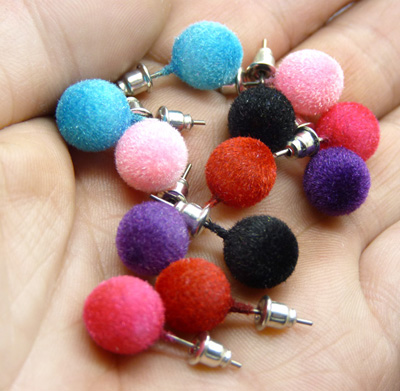 1号韩国新款绒毛明星同款珍珠耳钉 气质耳环